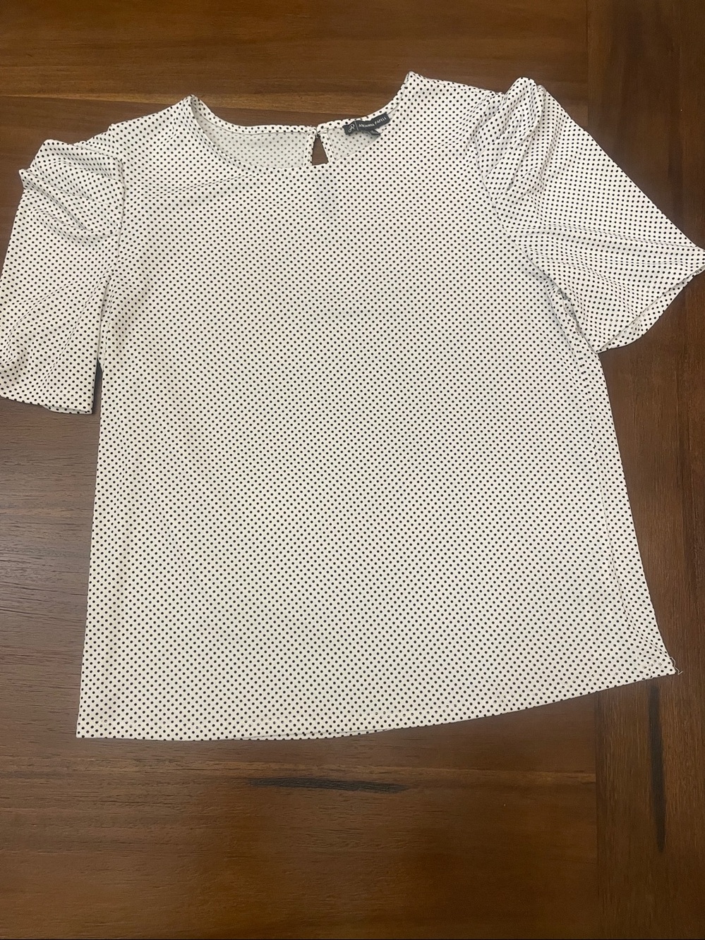 New Adrianna Papell Polka Dot Crepe Pleated Knit Top Medium